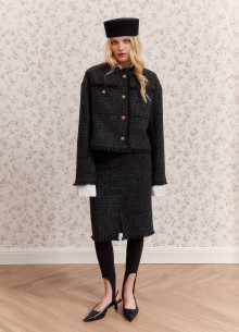 Жакет твидовый с бахромой укороченный фото 1232018