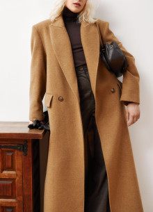 Пальто двубортное в длине макси из итальянской шерсти и кашемира фото 1233094