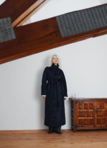 Двубортное пальто макси из итальянской шерсти фото 1233083