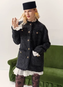 Жакет твидовый с бахромой фото 1126