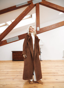 Пальто в длине макси из итальянской ворсовой шерсти альпаки фото 1233074