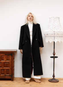 Пальто двубортное в длине макси из итальянской шерсти  фото 1095