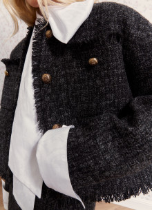 Жакет твидовый с бахромой укороченный фото 1232017