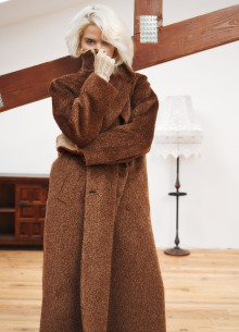 Пальто в длине макси из итальянской ворсовой шерсти альпаки фото 1073