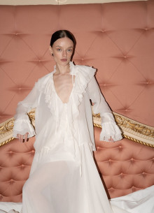 Блуза с рюшами из шелка фото 1232930