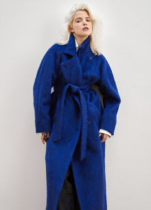 Пальто в длине макси из итальянской ворсовой шерсти фото 1072