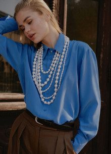 Рубашка с фигурными манжетами и двойной кокеткой фото 662