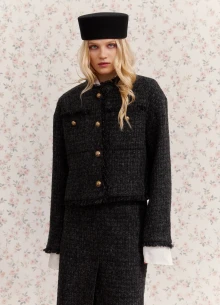 Жакет твидовый с бахромой укороченный фото 1127