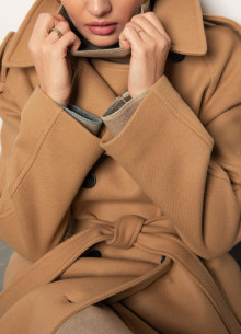 Пальто двубортное с поясом фото 1231782