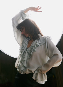 Блуза с рюшами из натурального итальянского шелка с добавлением ацетата фото 1232941